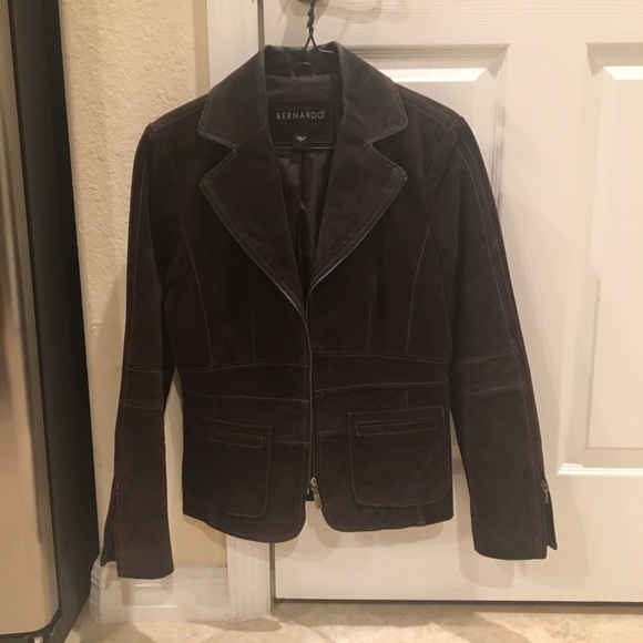Bernardo Brown Suede ZipFront Blazer - Picture 7 of 8
